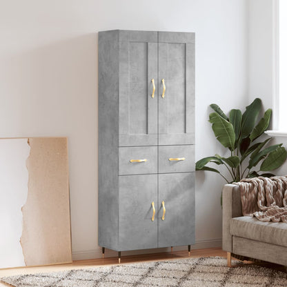 Skříň Highboard Betonově Šedá 69,5X34X180 Cm Kompozitní Dřevo