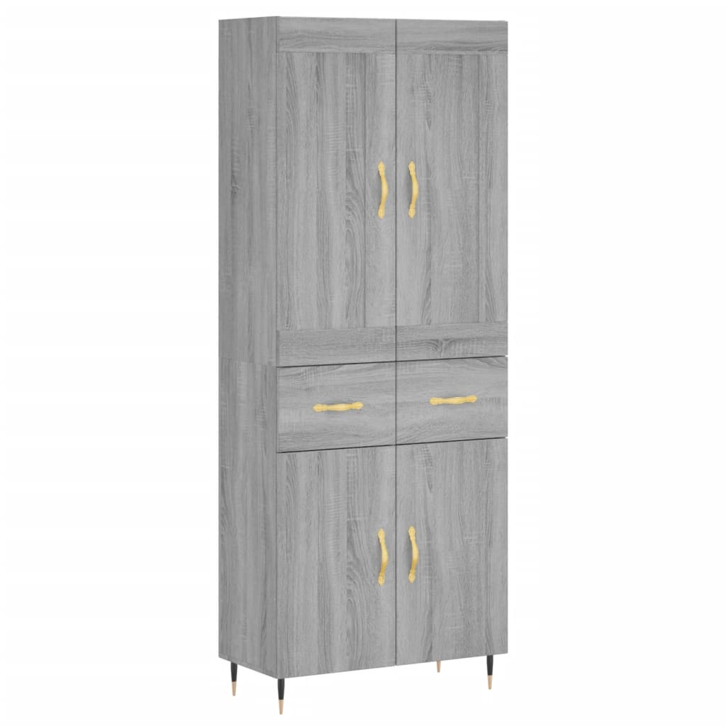 Skříň Highboard Šedá Sonoma 69,5 X 34 X 180 Cm Kompozitní Dřevo