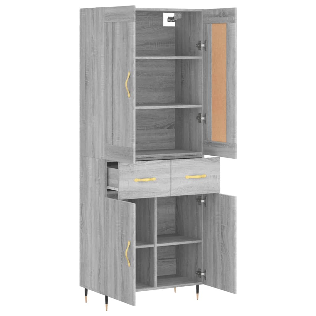 Skříň Highboard Šedá Sonoma 69,5 X 34 X 180 Cm Kompozitní Dřevo