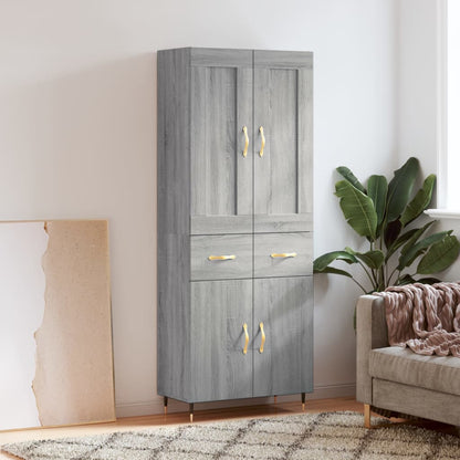 Skříň Highboard Šedá Sonoma 69,5 X 34 X 180 Cm Kompozitní Dřevo