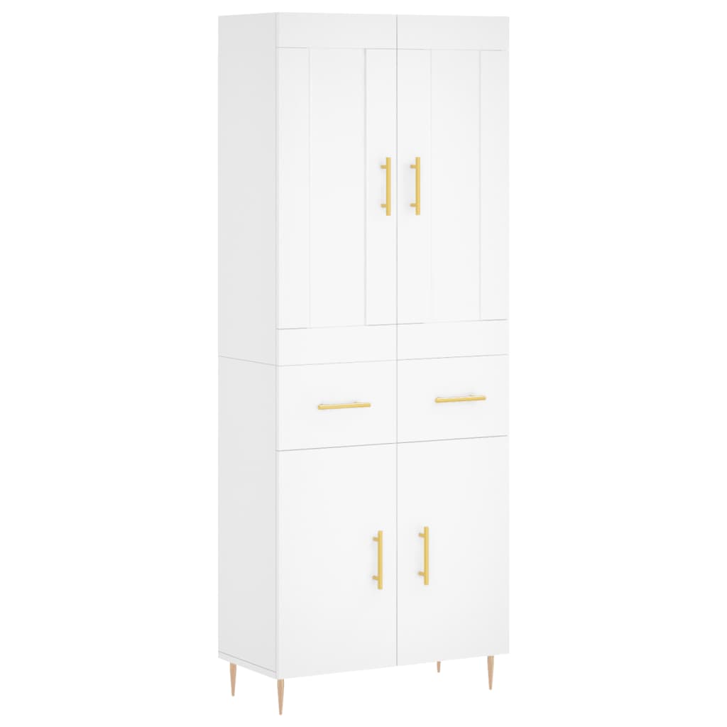 Skříň Highboard Bílá 69,5 X 34 X 180 Cm Kompozitní Dřevo