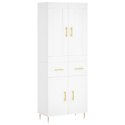 Skříň Highboard Bílá 69,5 X 34 X 180 Cm Kompozitní Dřevo