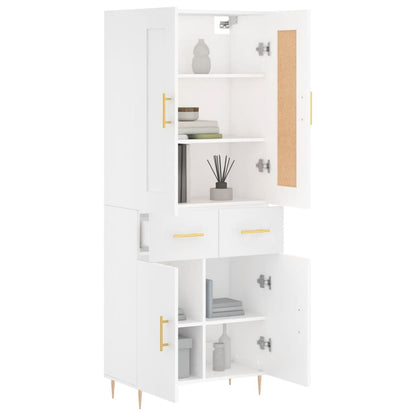 Skříň Highboard Bílá 69,5 X 34 X 180 Cm Kompozitní Dřevo