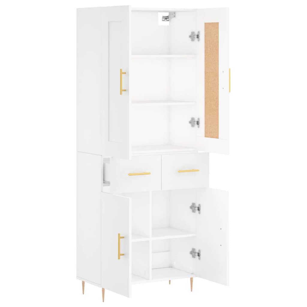 Skříň Highboard Bílá 69,5 X 34 X 180 Cm Kompozitní Dřevo