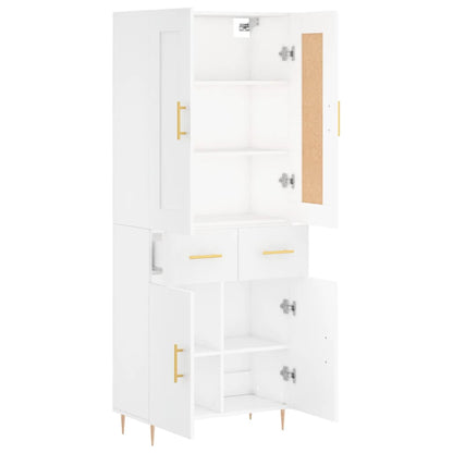 Skříň Highboard Bílá 69,5 X 34 X 180 Cm Kompozitní Dřevo