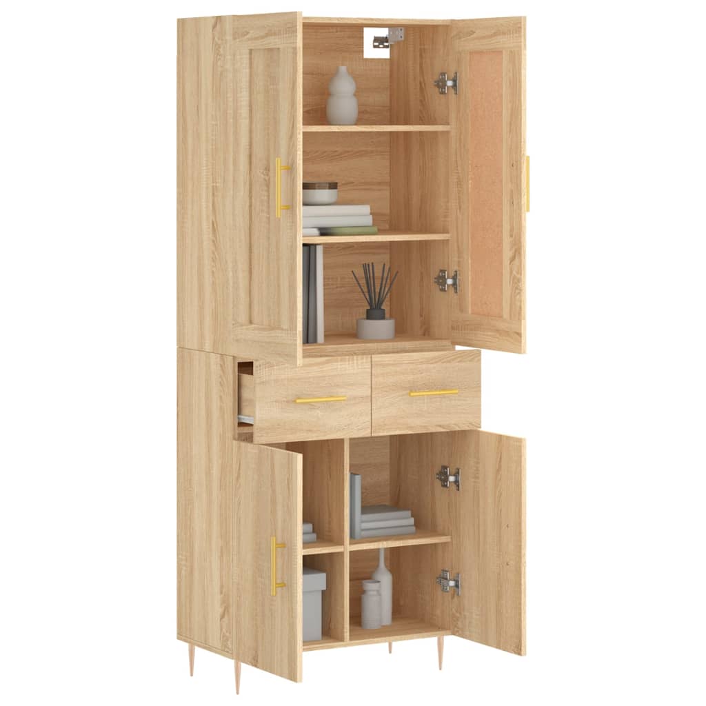 Skříň Highboard Dub Sonoma 69,5 X 34 X 180 Cm Kompozitní Dřevo