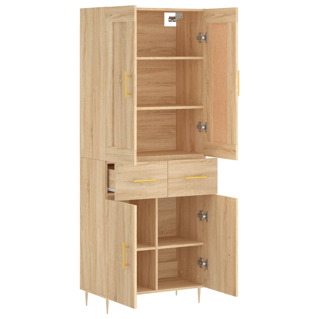 Skříň Highboard Dub Sonoma 69,5 X 34 X 180 Cm Kompozitní Dřevo