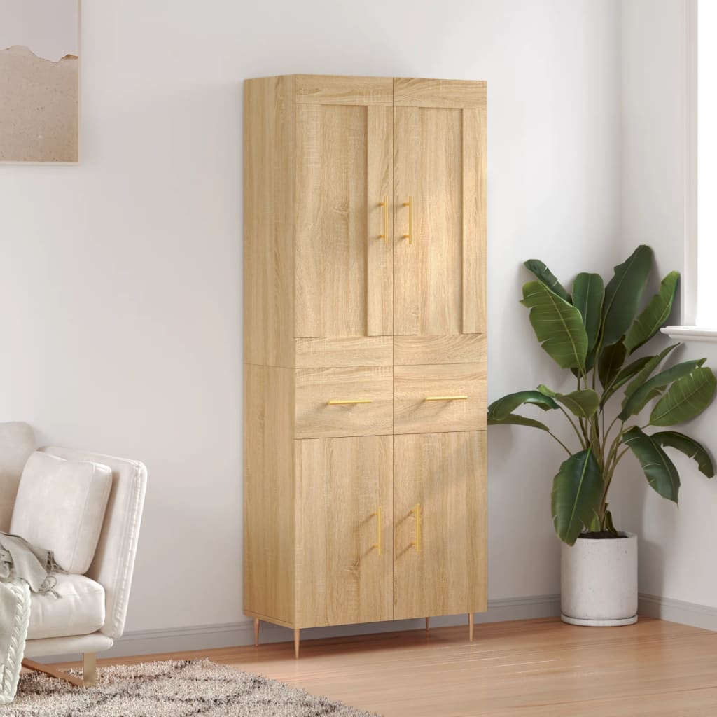 Skříň Highboard Dub Sonoma 69,5 X 34 X 180 Cm Kompozitní Dřevo