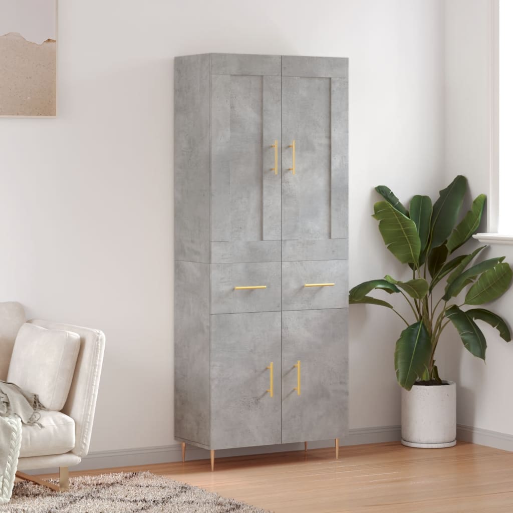 Skříň Highboard Betonově Šedá 69,5X34X180 Cm Kompozitní Dřevo
