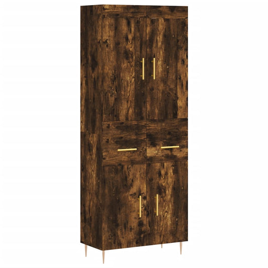 Skříň Highboard Kouřový Dub 69,5 X 34 X 180 Cm Kompozitní Dřevo