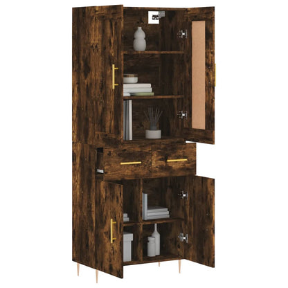 Skříň Highboard Kouřový Dub 69,5 X 34 X 180 Cm Kompozitní Dřevo