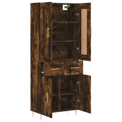 Skříň Highboard Kouřový Dub 69,5 X 34 X 180 Cm Kompozitní Dřevo