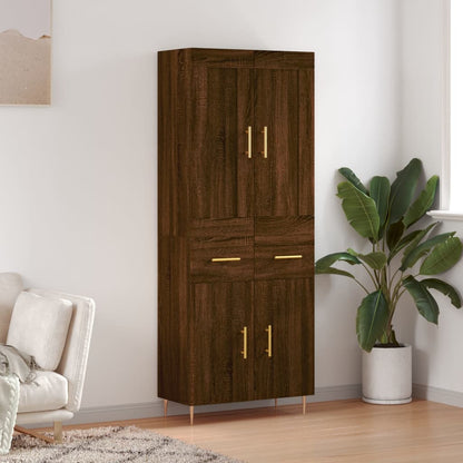 Skříň Highboard Betonově Šedá 69,5X34X180 Cm Kompozitní Dřevo