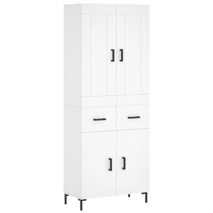 Skříň Highboard Bílá 69,5 X 34 X 180 Cm Kompozitní Dřevo