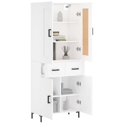 Skříň Highboard Bílá 69,5 X 34 X 180 Cm Kompozitní Dřevo