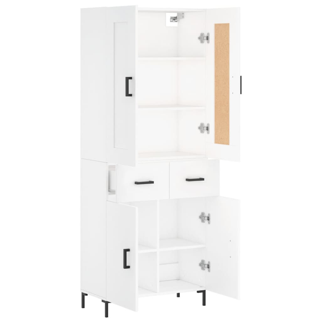 Skříň Highboard Bílá 69,5 X 34 X 180 Cm Kompozitní Dřevo
