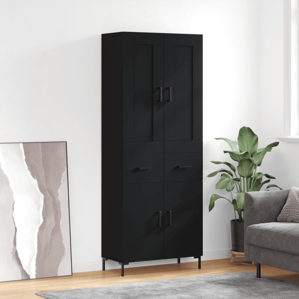 Skříň Highboard Lesklá Bílá 69,5 X 34 X 180 Cm Kompozitní Dřevo