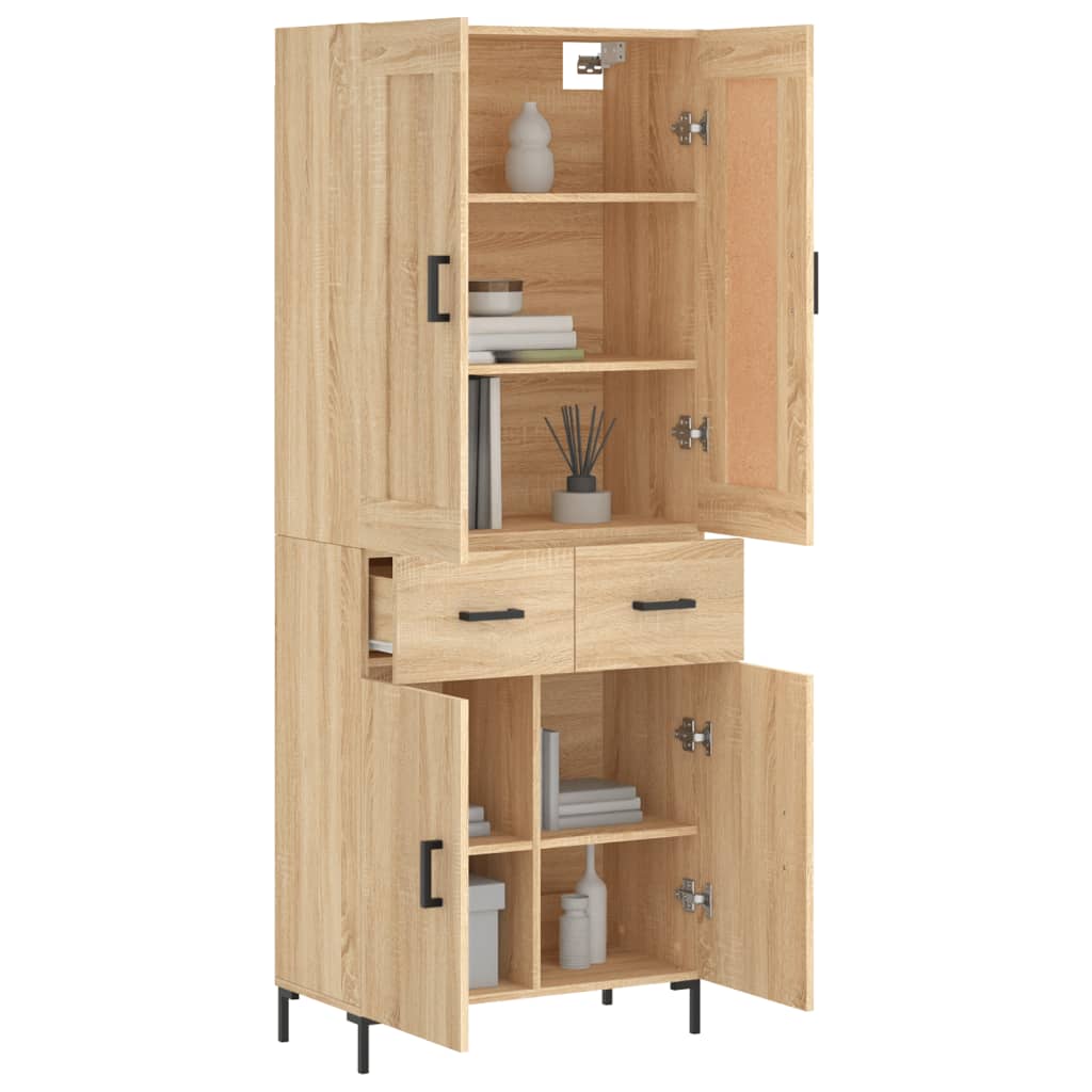 Skříň Highboard Dub Sonoma 69,5 X 34 X 180 Cm Kompozitní Dřevo