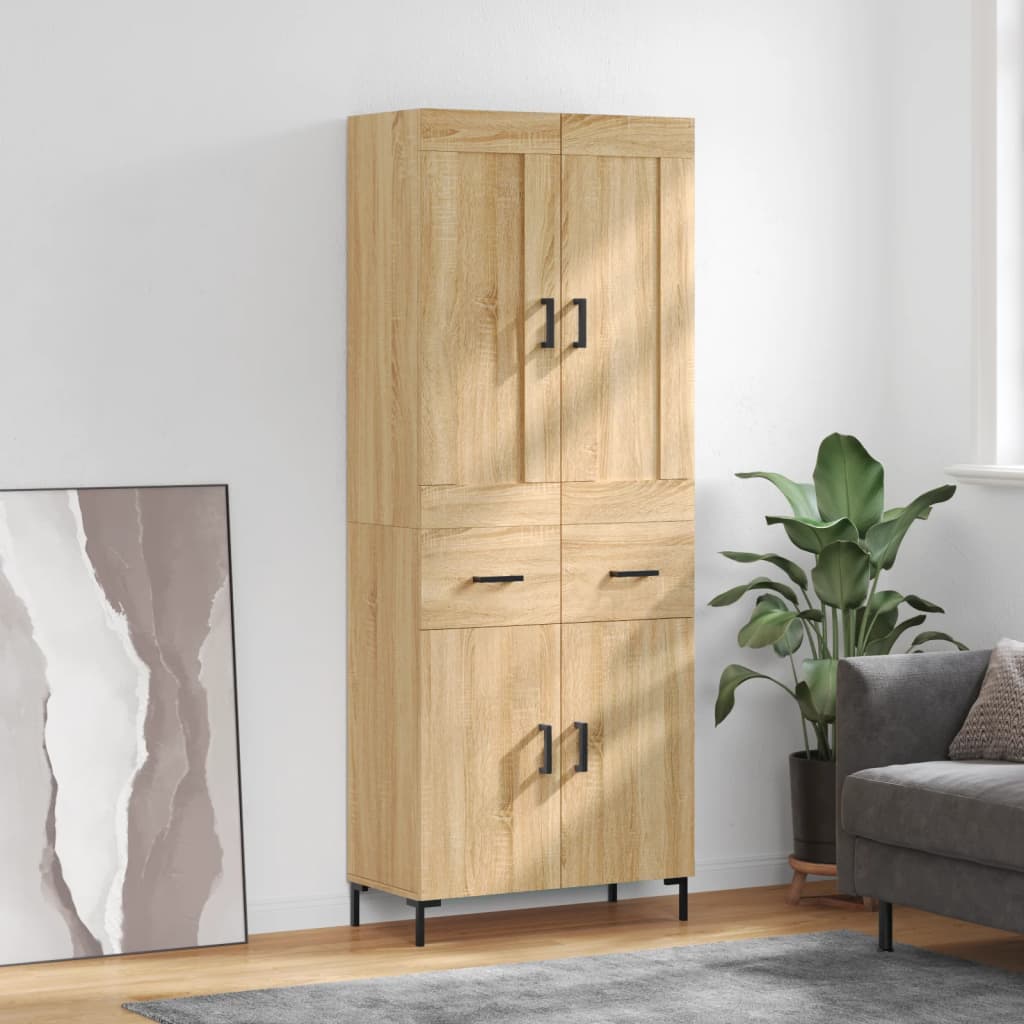 Skříň Highboard Dub Sonoma 69,5 X 34 X 180 Cm Kompozitní Dřevo