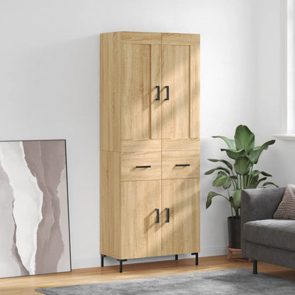 Skříň Highboard Lesklá Bílá 69,5 X 34 X 180 Cm Kompozitní Dřevo