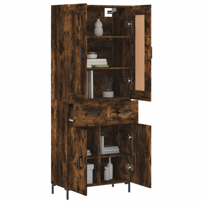 Skříň Highboard Kouřový Dub 69,5 X 34 X 180 Cm Kompozitní Dřevo