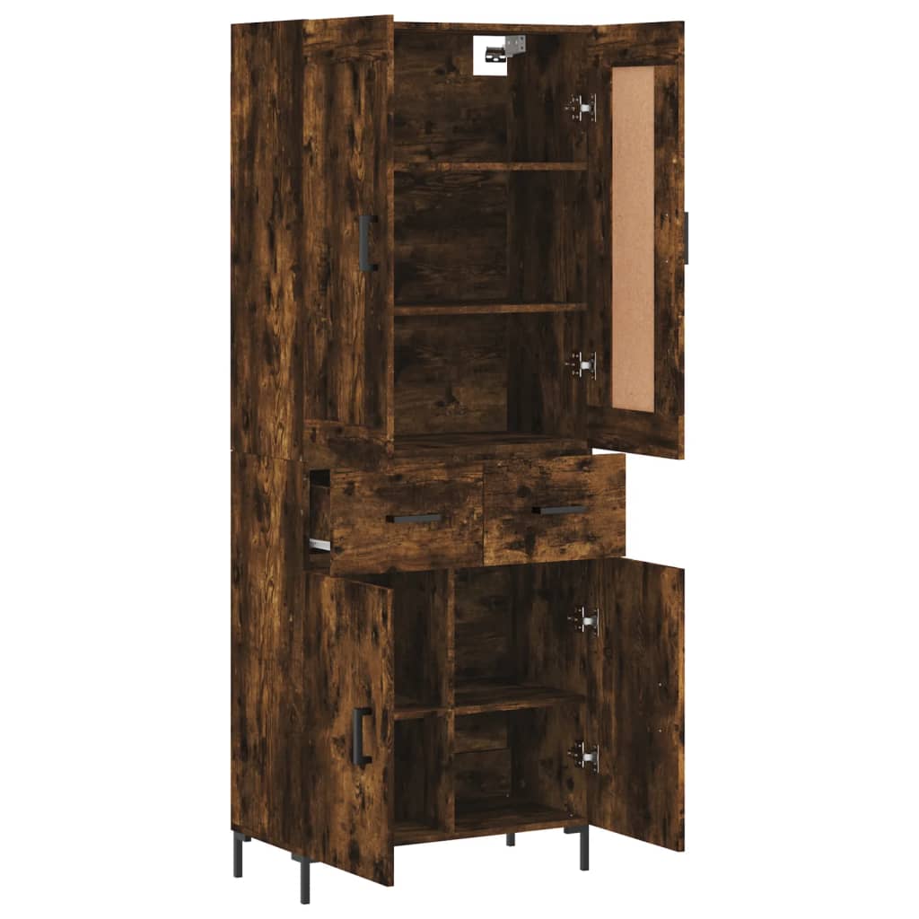 Skříň Highboard Kouřový Dub 69,5 X 34 X 180 Cm Kompozitní Dřevo