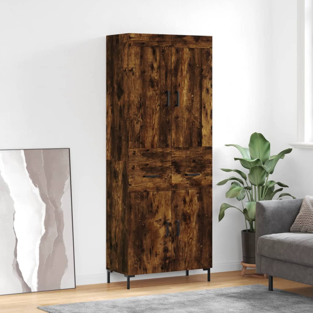 Skříň Highboard Lesklá Bílá 69,5 X 34 X 180 Cm Kompozitní Dřevo