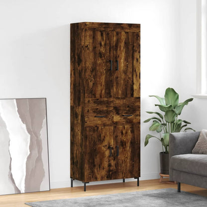 Skříň Highboard Lesklá Bílá 69,5 X 34 X 180 Cm Kompozitní Dřevo