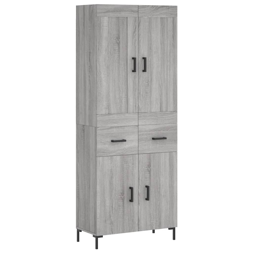 Skříň Highboard Šedá Sonoma 69,5 X 34 X 180 Cm Kompozitní Dřevo