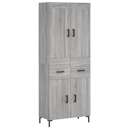 Skříň Highboard Šedá Sonoma 69,5 X 34 X 180 Cm Kompozitní Dřevo