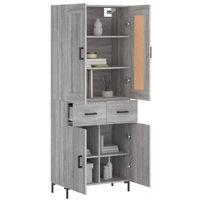 Skříň Highboard Šedá Sonoma 69,5 X 34 X 180 Cm Kompozitní Dřevo