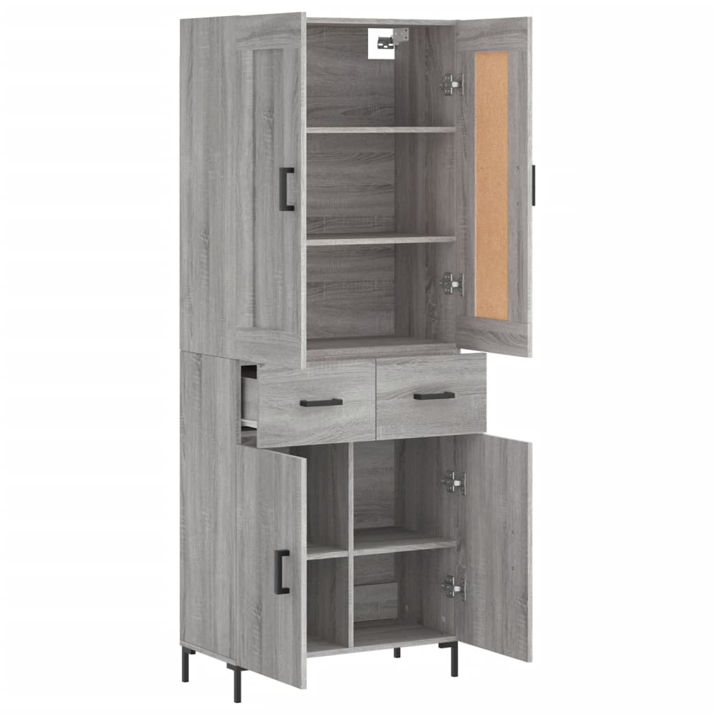 Skříň Highboard Šedá Sonoma 69,5 X 34 X 180 Cm Kompozitní Dřevo