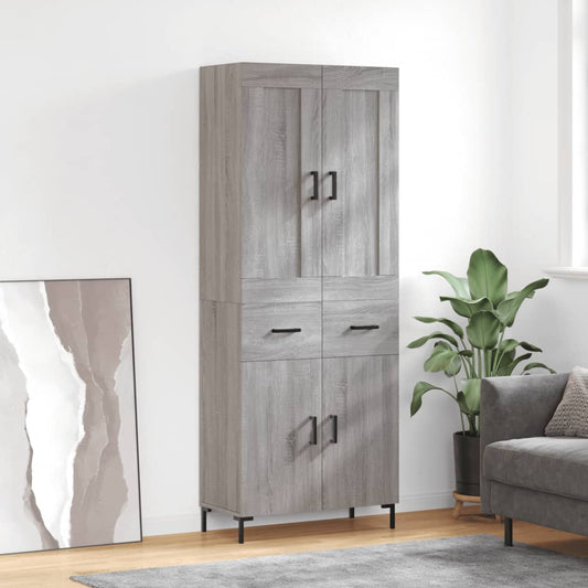 Skříň Highboard Šedá Sonoma 69,5 X 34 X 180 Cm Kompozitní Dřevo