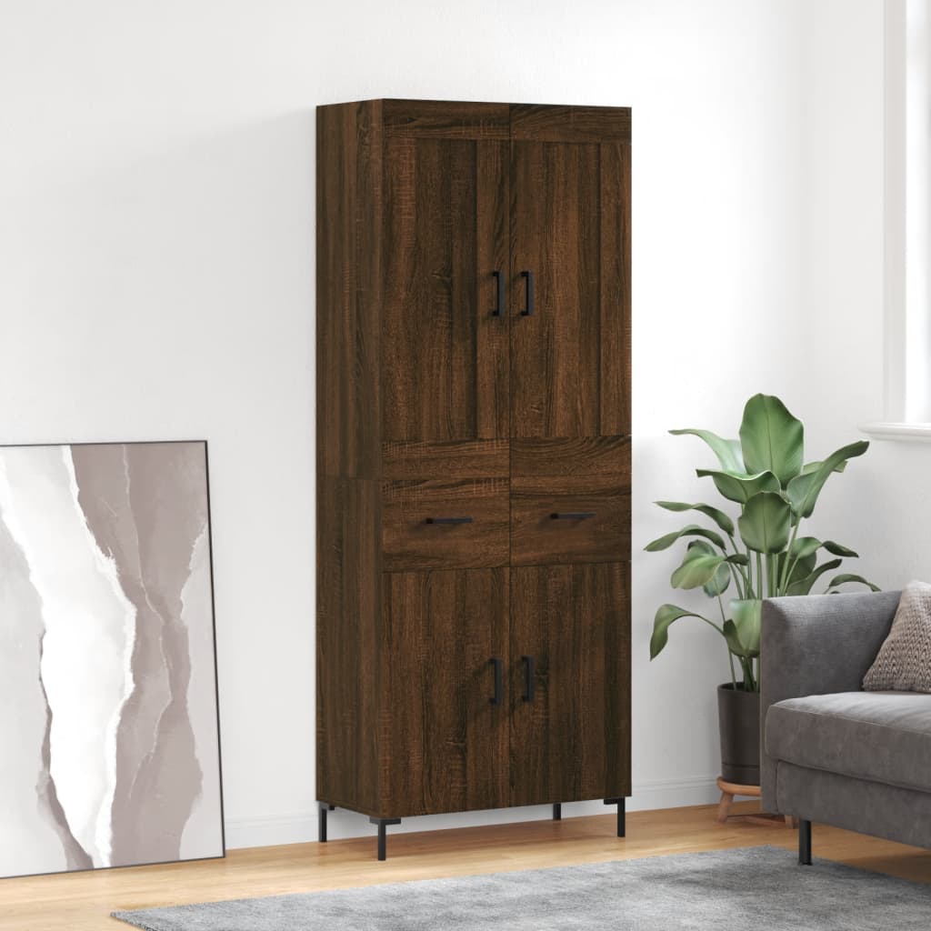 Skříň Highboard Lesklá Bílá 69,5 X 34 X 180 Cm Kompozitní Dřevo