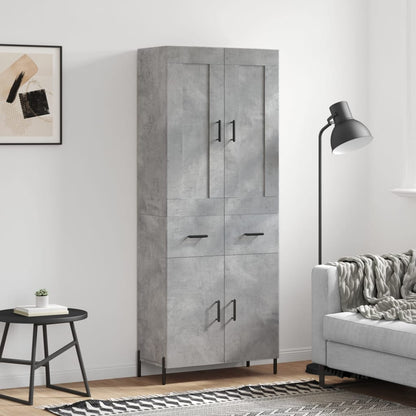 Skříň Highboard Betonově Šedá 69,5X34X180 Cm Kompozitní Dřevo