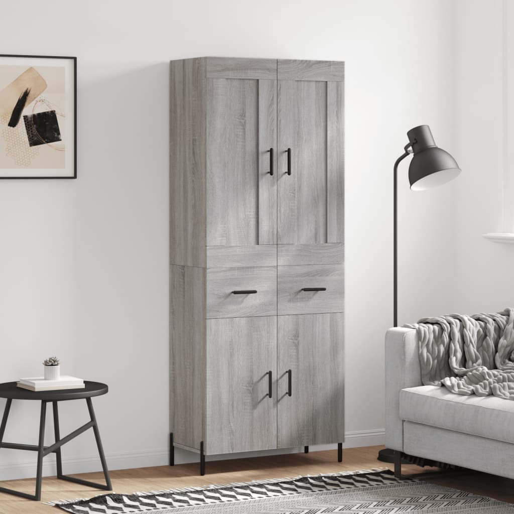 Skříň Highboard Betonově Šedá 69,5X34X180 Cm Kompozitní Dřevo