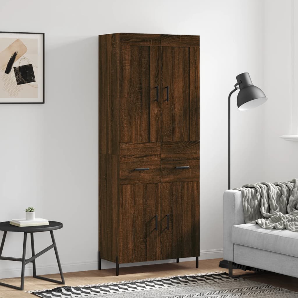 Skříň Highboard Betonově Šedá 69,5X34X180 Cm Kompozitní Dřevo