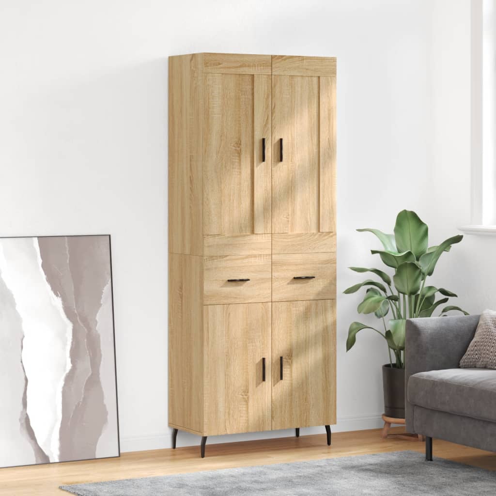 Skříň Highboard Betonově Šedá 69,5X34X180 Cm Kompozitní Dřevo