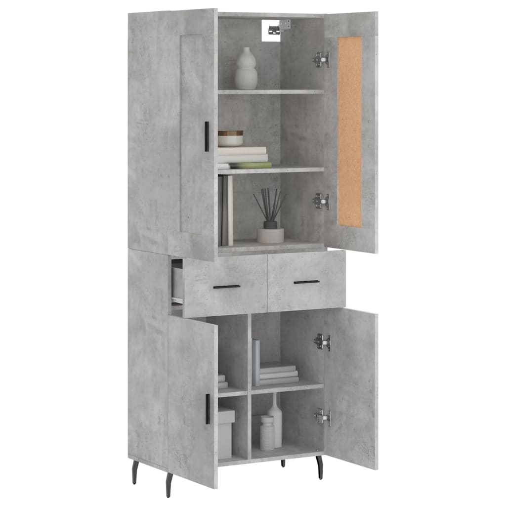 Skříň Highboard Betonově Šedá 69,5X34X180 Cm Kompozitní Dřevo