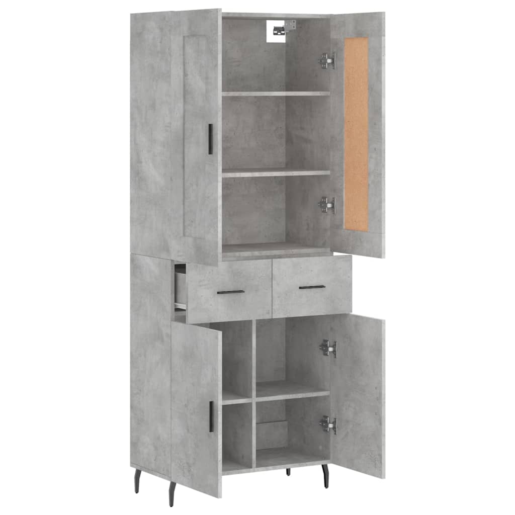 Skříň Highboard Betonově Šedá 69,5X34X180 Cm Kompozitní Dřevo