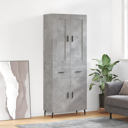 Skříň Highboard Betonově Šedá 69,5X34X180 Cm Kompozitní Dřevo