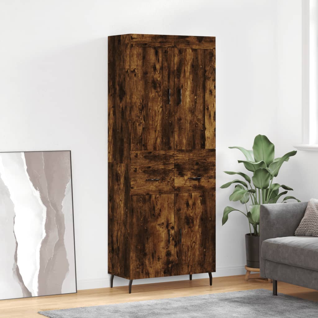 Skříň Highboard Betonově Šedá 69,5X34X180 Cm Kompozitní Dřevo