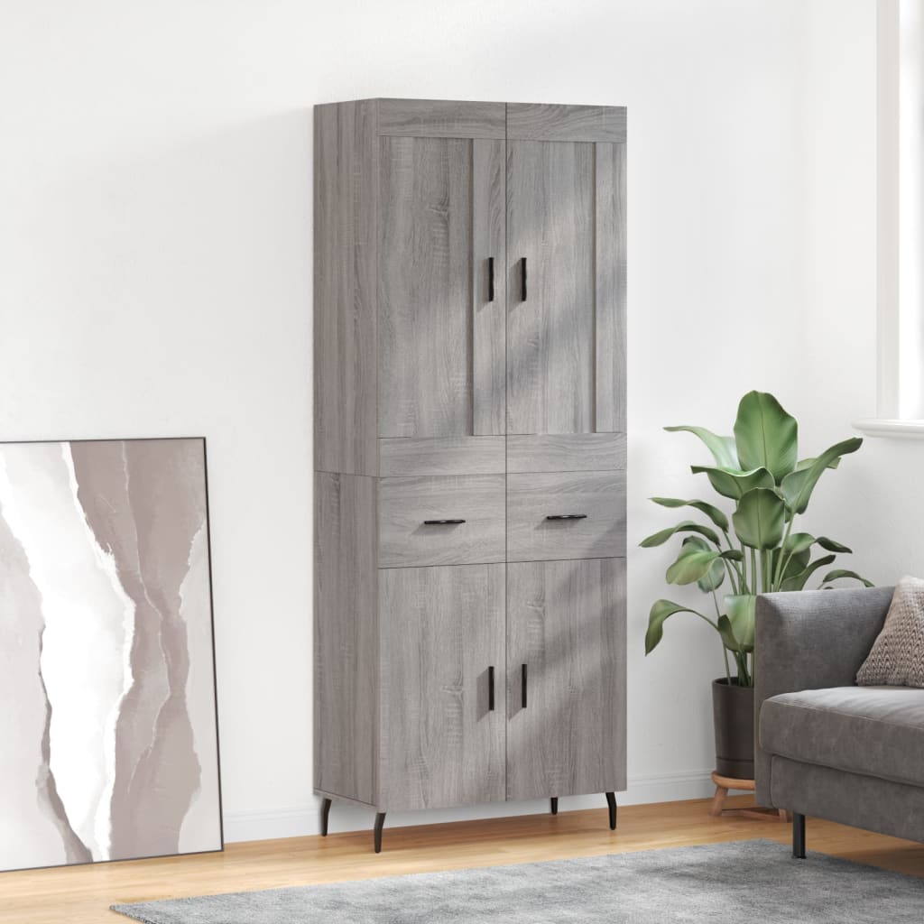 Skříň Highboard Betonově Šedá 69,5X34X180 Cm Kompozitní Dřevo