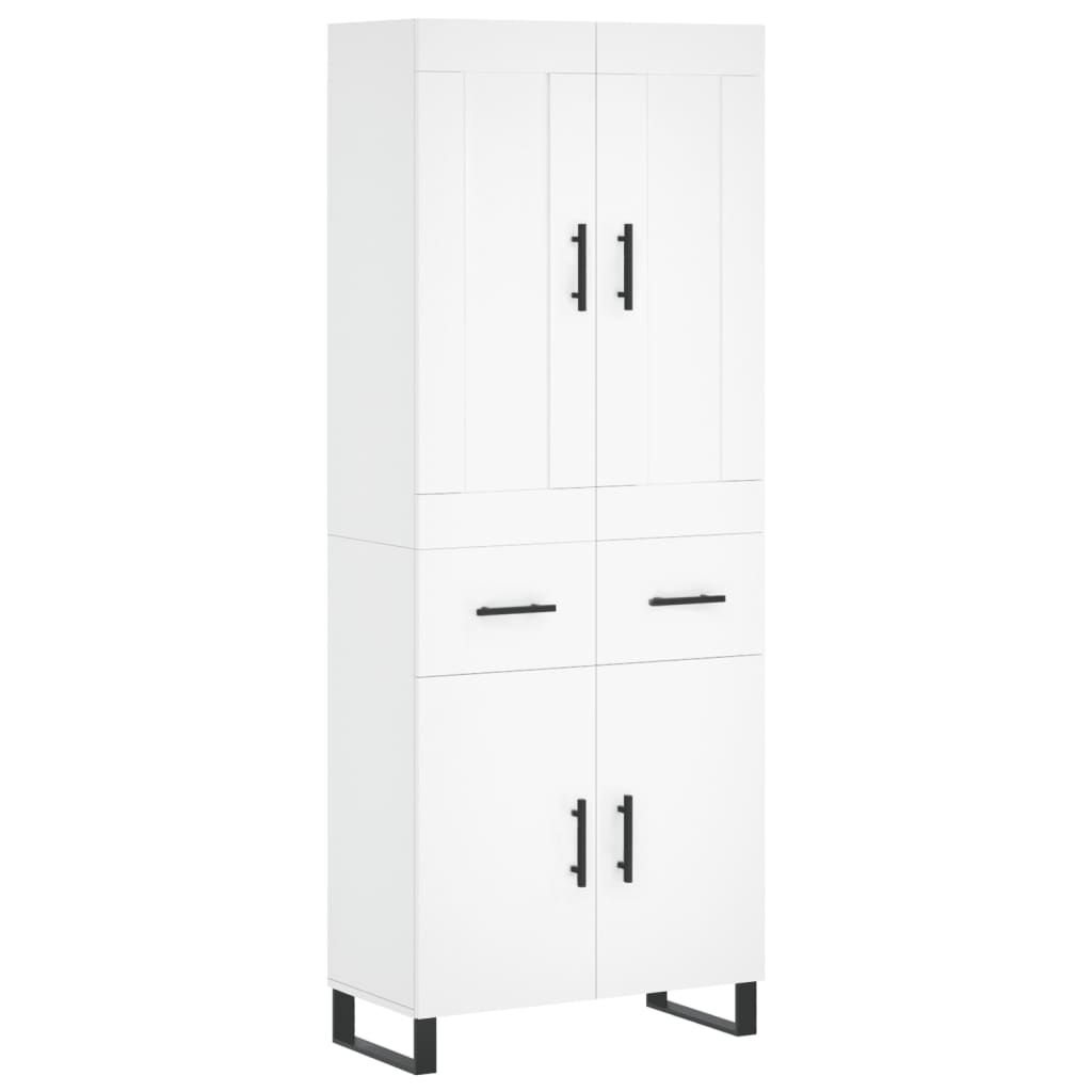 Skříň Highboard Bílá 69,5 X 34 X 180 Cm Kompozitní Dřevo