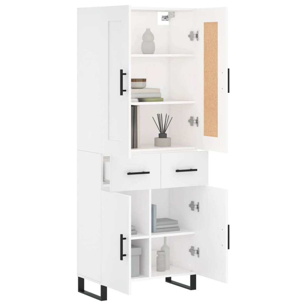 Skříň Highboard Bílá 69,5 X 34 X 180 Cm Kompozitní Dřevo