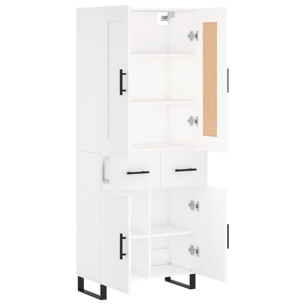 Skříň Highboard Bílá 69,5 X 34 X 180 Cm Kompozitní Dřevo