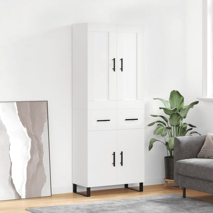 Skříň Highboard Bílá 69,5 X 34 X 180 Cm Kompozitní Dřevo