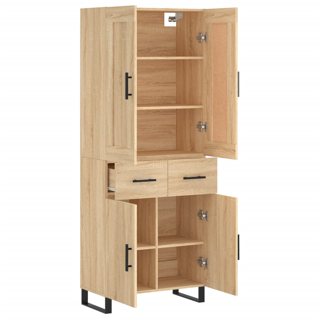 Skříň Highboard Dub Sonoma 69,5 X 34 X 180 Cm Kompozitní Dřevo