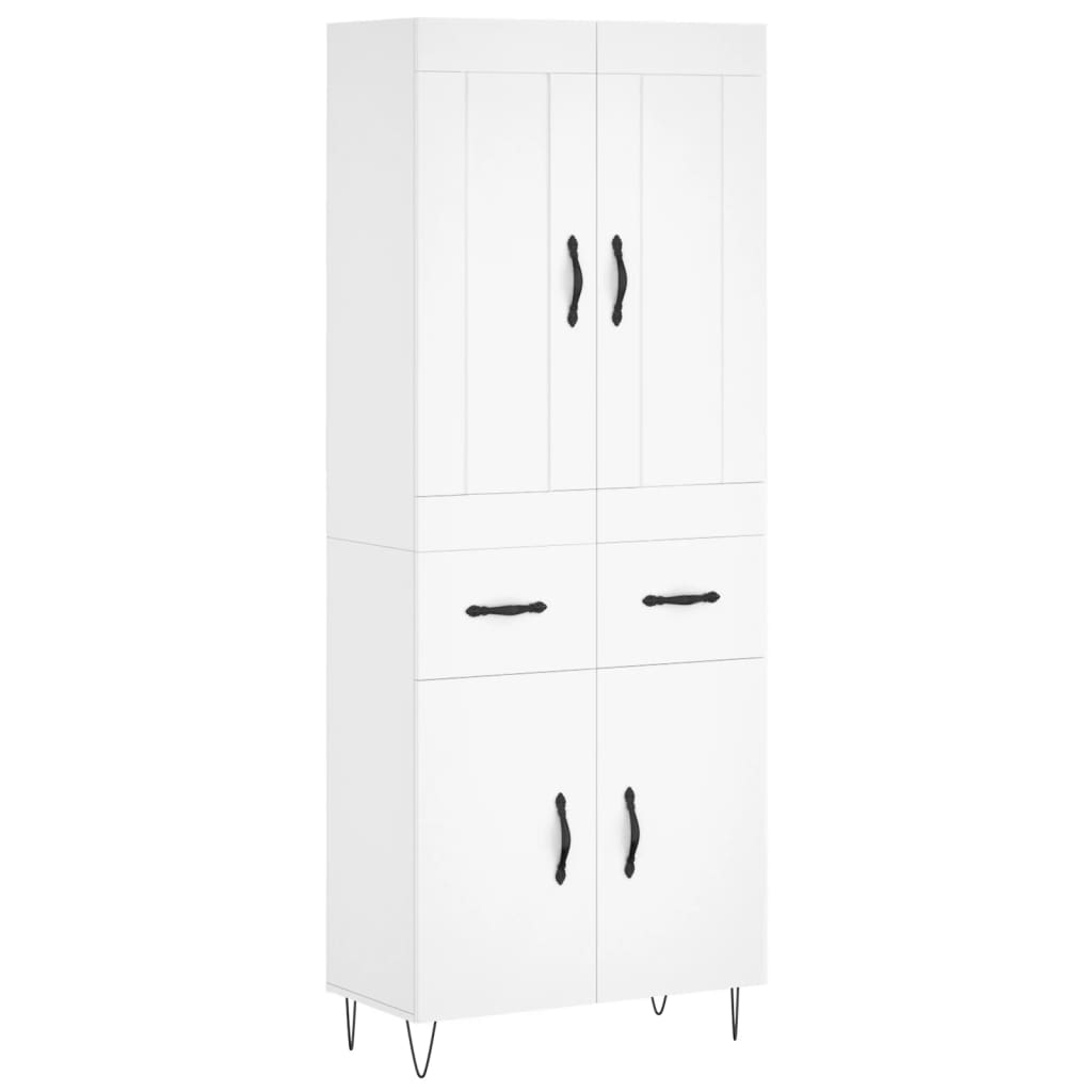 Skříň Highboard Bílá 69,5 X 34 X 180 Cm Kompozitní Dřevo