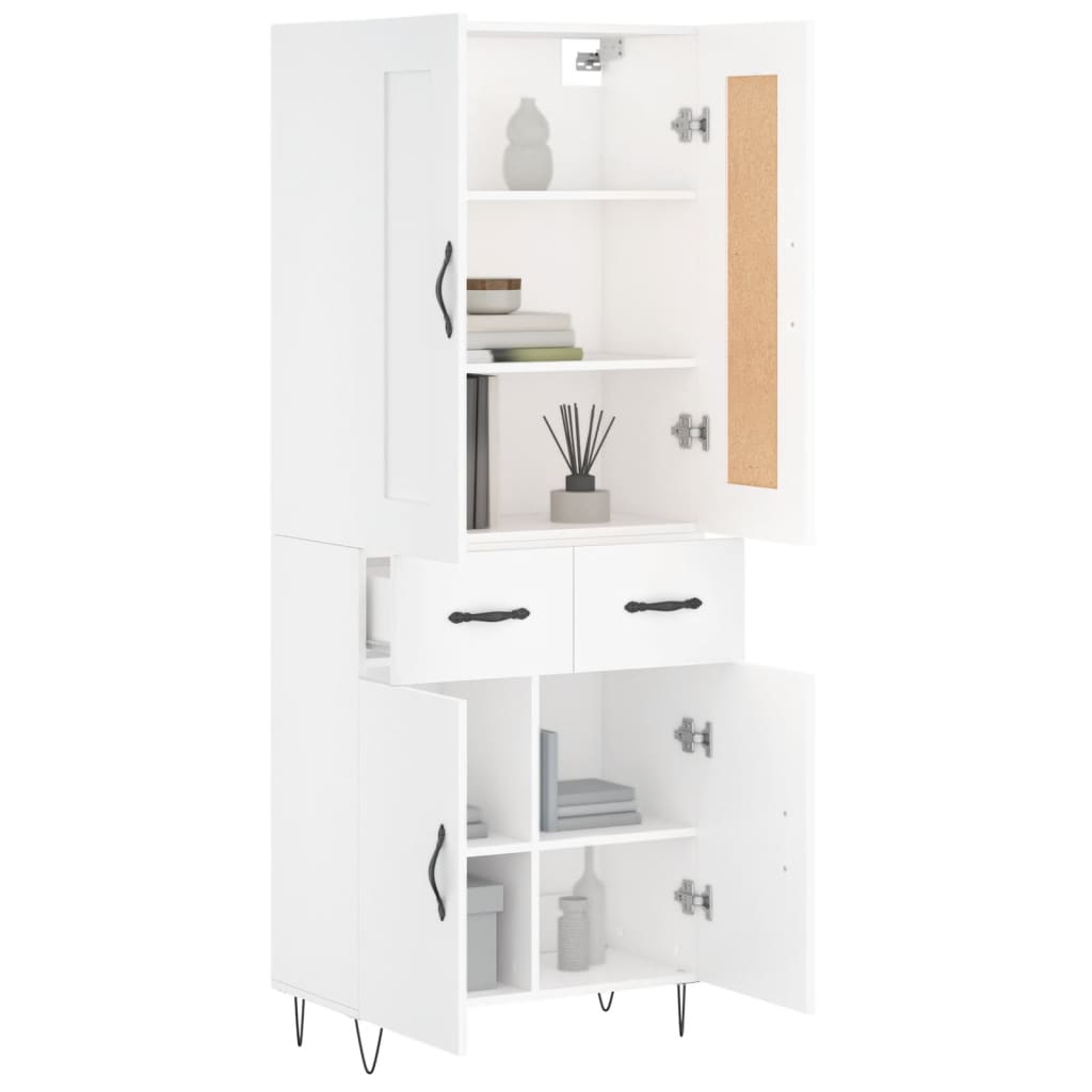 Skříň Highboard Bílá 69,5 X 34 X 180 Cm Kompozitní Dřevo